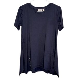 LOGO by Lori Goldstein Women's Blue Button Pocket Tunic Top Size XS